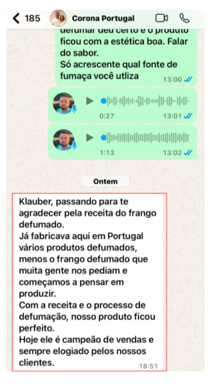 Conversa de WhatsApp com a Corona, de Portugal