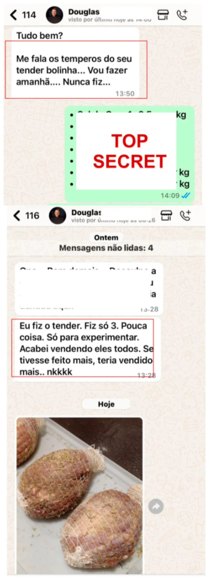 Conversa de WhatsApp com o Douglas