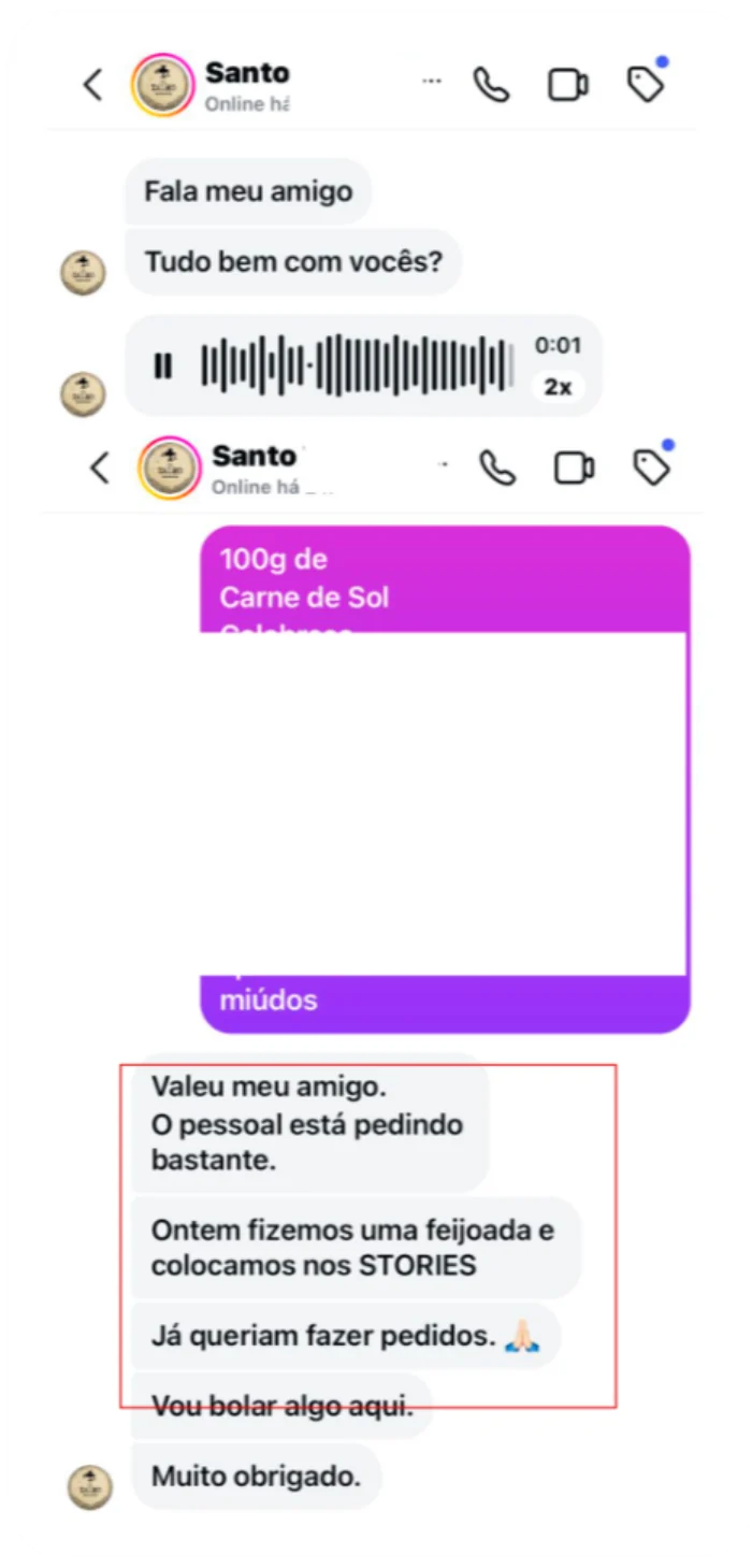 Conversa de WhatsApp com o Santo